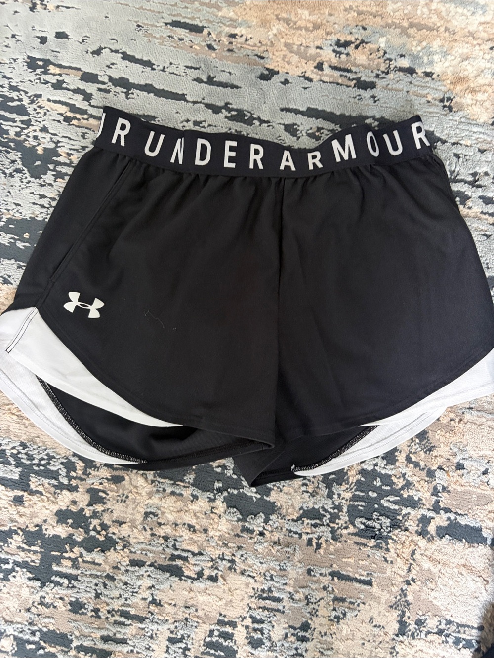 Under Armour Black Women's Athletic Shorts with White Accent elastic band